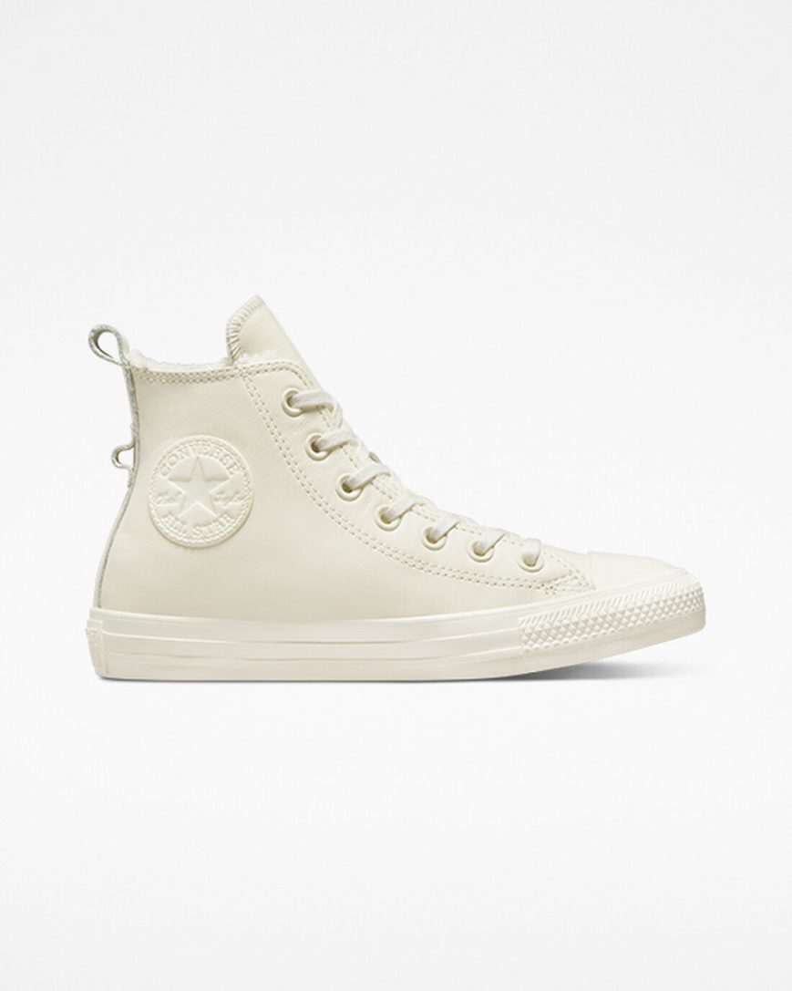 Women\'s Converse Chuck Taylor All Star Lined Leather High Top Shoes Beige | AU 189E5I